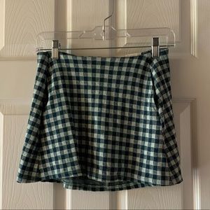 Green checker mini skirt